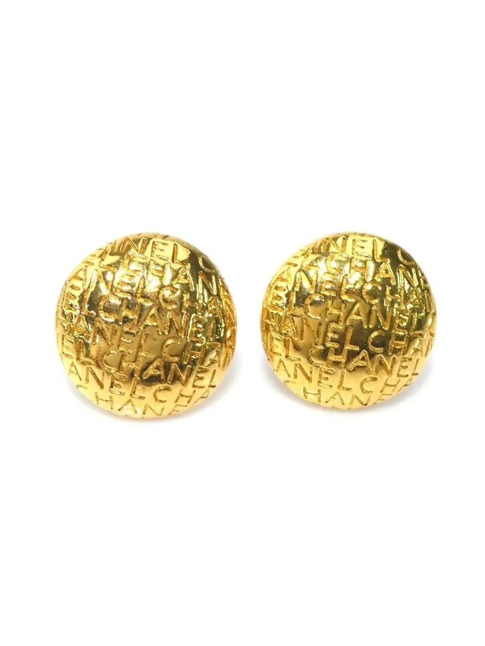 Auth Chanel Logo Clip On Earrings Gold #293942C23B